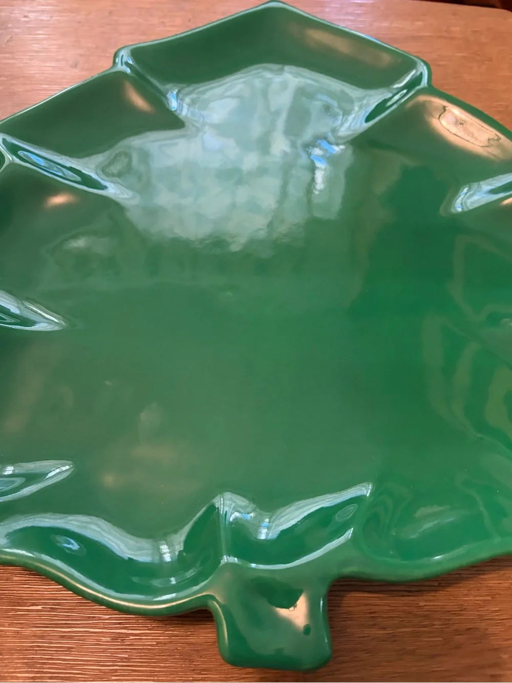 Pier 1 Imports Green Christmas Tree Serving Platter 15